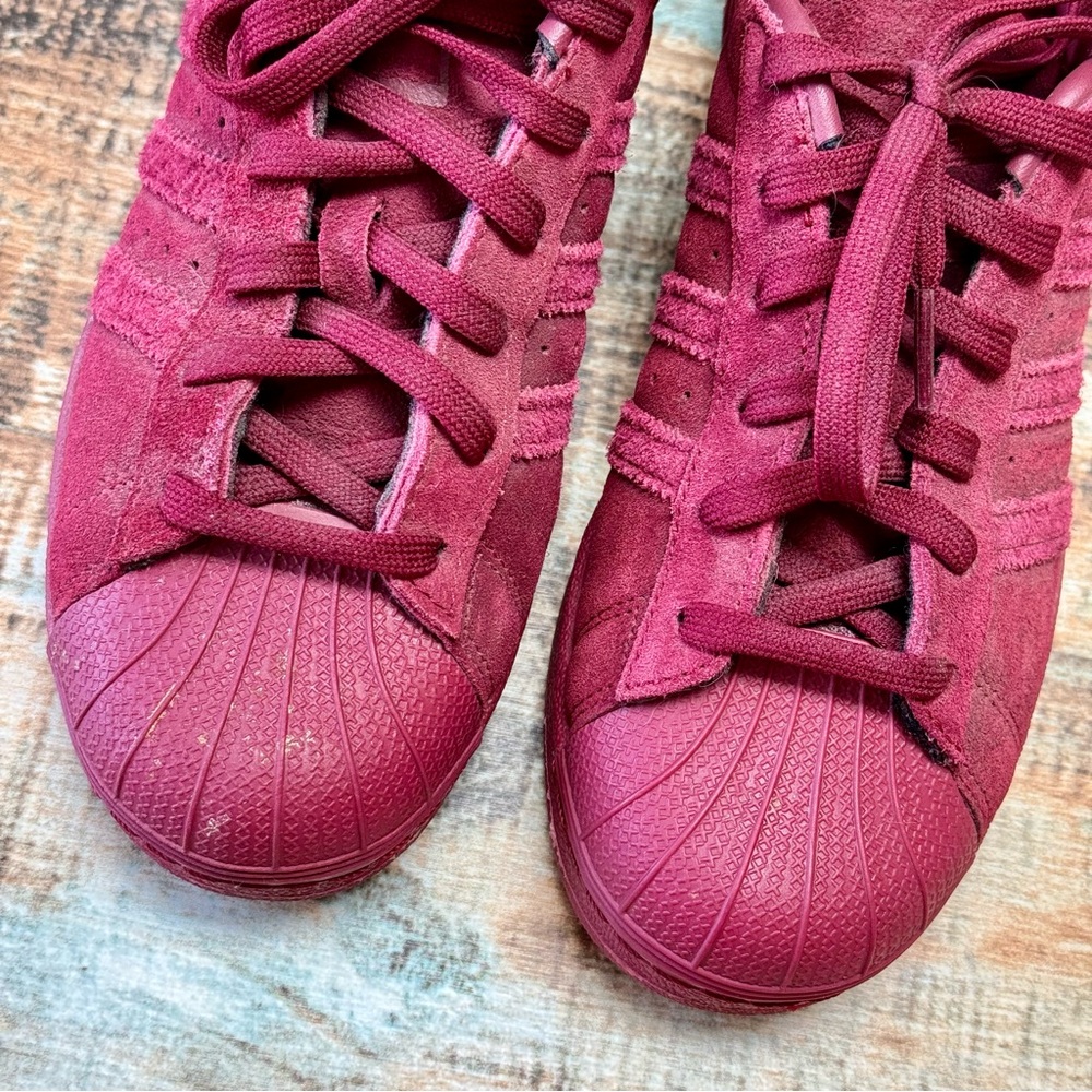 Women’s Adidas Burgundy Superstar Shoes | #Z10 - Picture 3 of 13